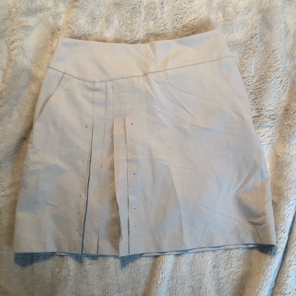 TAIL Women SZ 2 Khaki Pleated Embellished Skirt